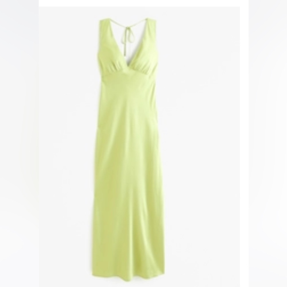 Abercrombie & Fitch Green Plunge Cowl Back Maxi Dress